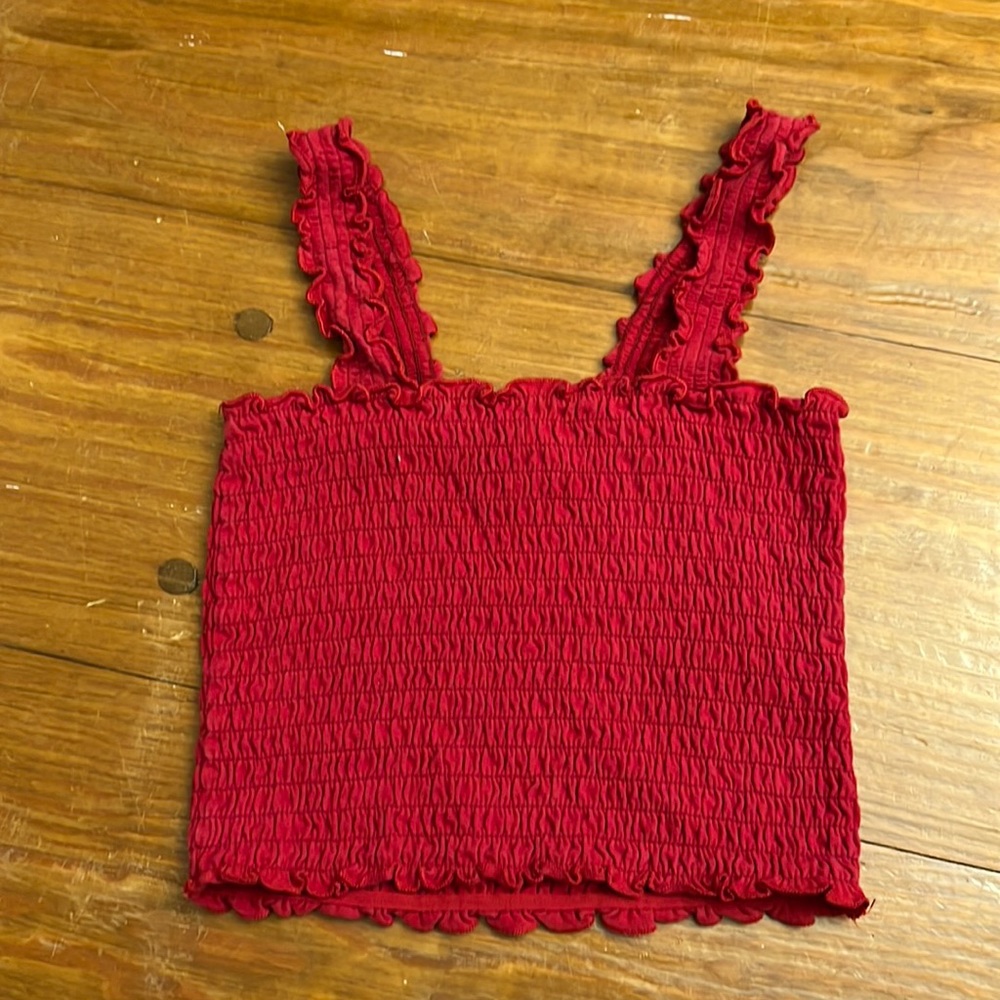 Red Hollister Ruffle Tank Top